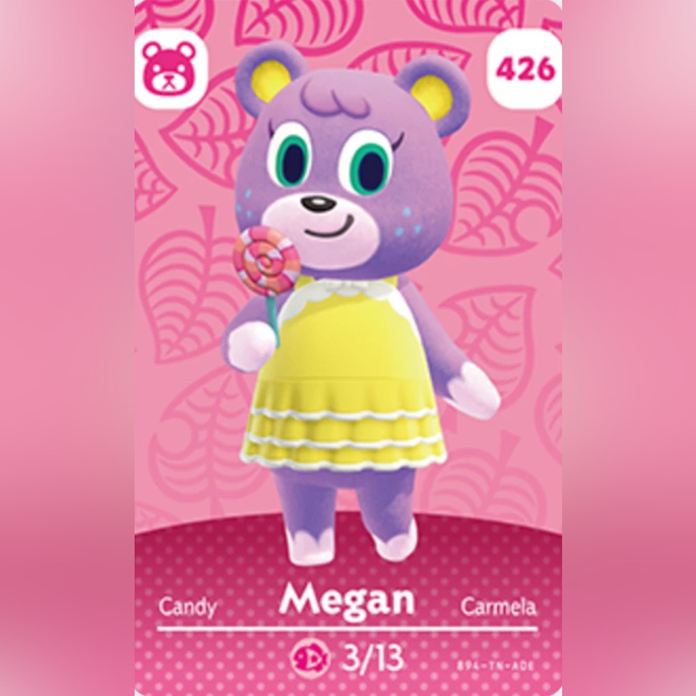 Animal Crossing New Horizons Megan Amiibo Card for Nintendo Switch Bear Villager